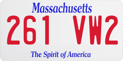 MA license plate 261VW2
