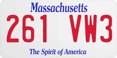 MA license plate 261VW3