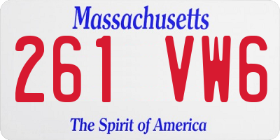 MA license plate 261VW6