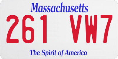MA license plate 261VW7