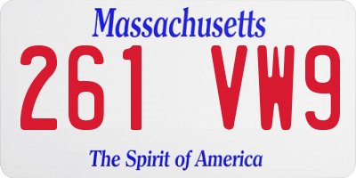 MA license plate 261VW9