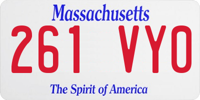 MA license plate 261VY0
