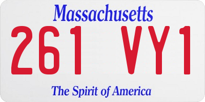 MA license plate 261VY1