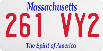 MA license plate 261VY2