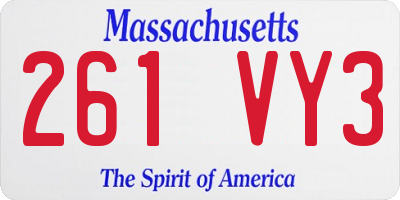 MA license plate 261VY3