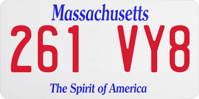 MA license plate 261VY8