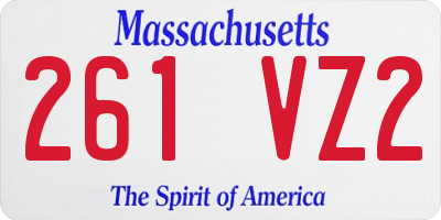 MA license plate 261VZ2