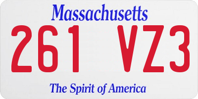 MA license plate 261VZ3