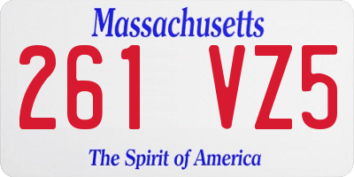 MA license plate 261VZ5