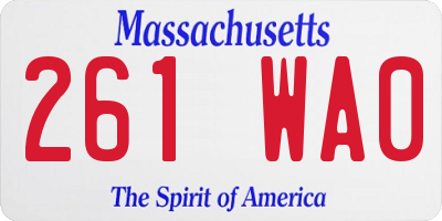 MA license plate 261WA0