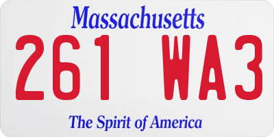 MA license plate 261WA3