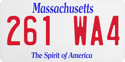 MA license plate 261WA4