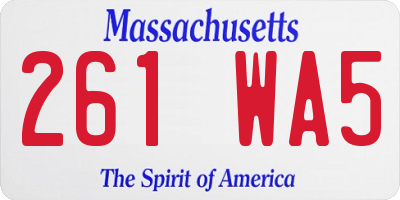 MA license plate 261WA5