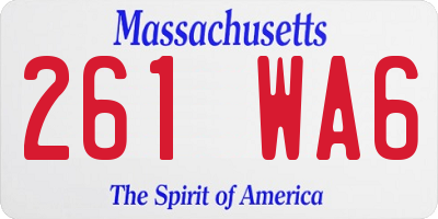 MA license plate 261WA6