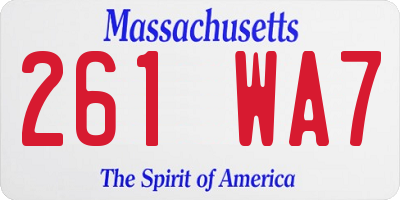MA license plate 261WA7