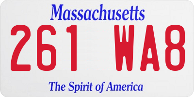 MA license plate 261WA8
