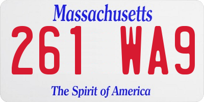 MA license plate 261WA9