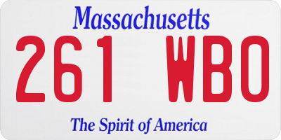 MA license plate 261WB0