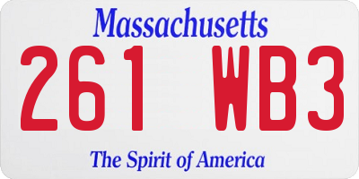 MA license plate 261WB3