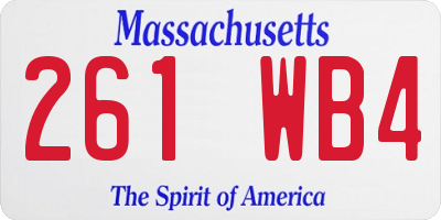 MA license plate 261WB4