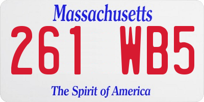 MA license plate 261WB5