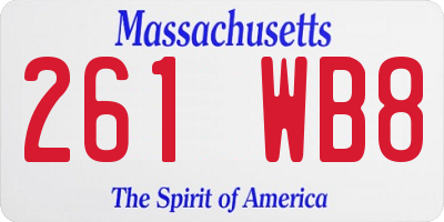 MA license plate 261WB8