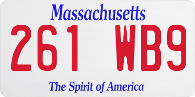 MA license plate 261WB9