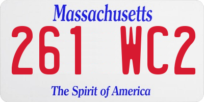 MA license plate 261WC2