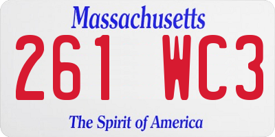 MA license plate 261WC3
