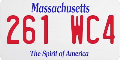 MA license plate 261WC4