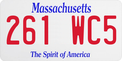 MA license plate 261WC5