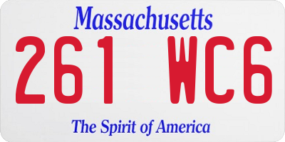 MA license plate 261WC6