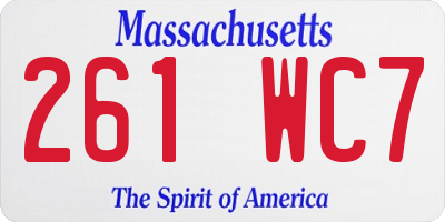 MA license plate 261WC7