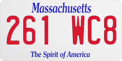 MA license plate 261WC8
