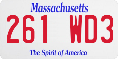 MA license plate 261WD3