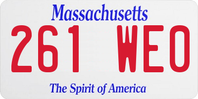 MA license plate 261WE0