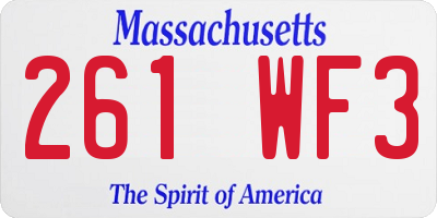 MA license plate 261WF3