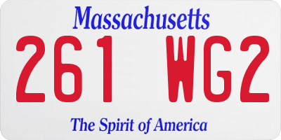 MA license plate 261WG2