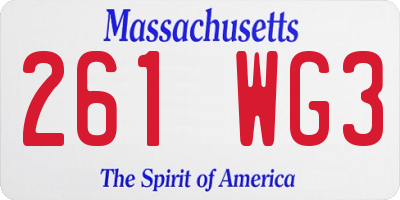 MA license plate 261WG3