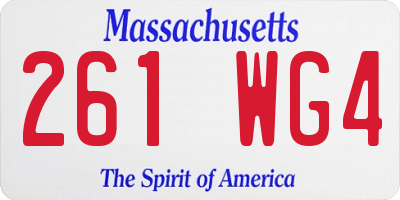 MA license plate 261WG4