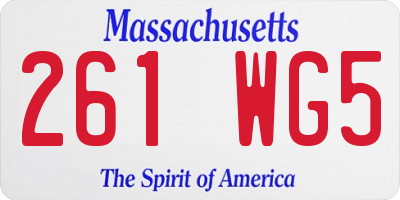 MA license plate 261WG5