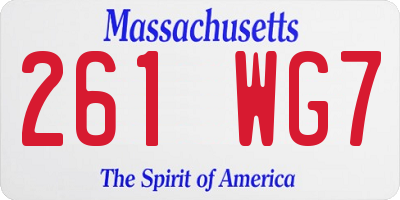 MA license plate 261WG7