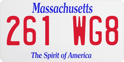 MA license plate 261WG8