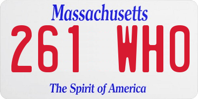 MA license plate 261WH0