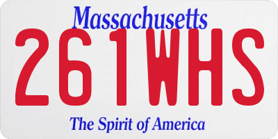 MA license plate 261WHS