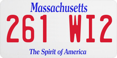 MA license plate 261WI2