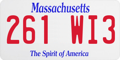 MA license plate 261WI3