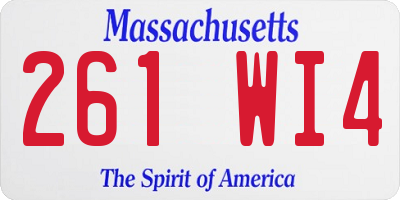 MA license plate 261WI4