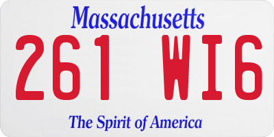 MA license plate 261WI6