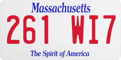 MA license plate 261WI7